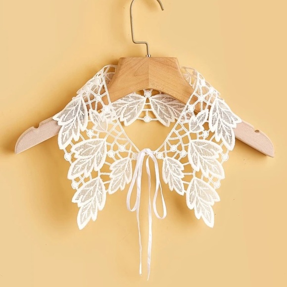 Kathrono Accessories - 🍃 Stunning Leaf Lace Ribbon Bow Faux Dickey Collar Insert 🍃